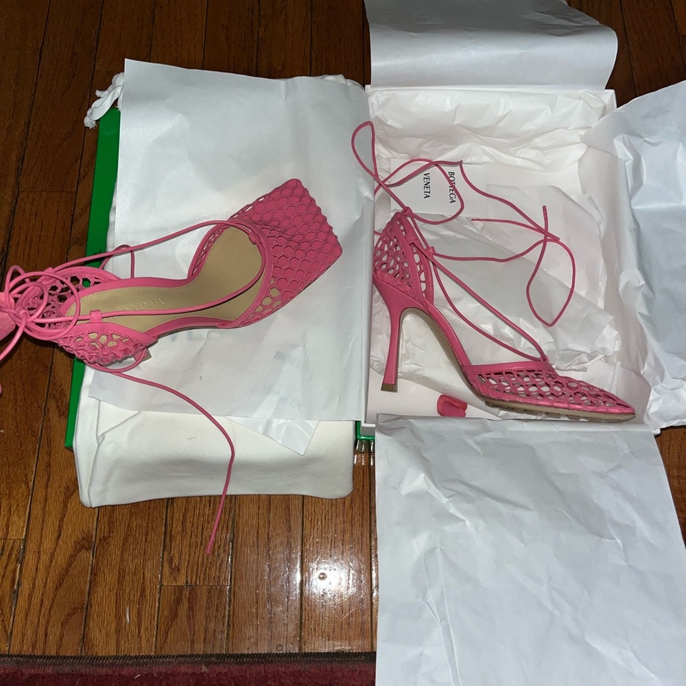 Pink Stretch Web Heels
